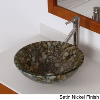 Elite Sea Rocks Double Layer Glass Bowl Bathroom Vessel Sink/ Faucet