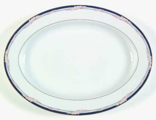 Gorham Golden Swirl 14 Oval Serving Platter, Fine China Dinnerware   Blue Borde