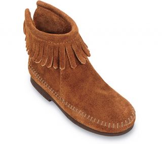 Childrens Minnetonka Back Zipper Boot Hardsole   Brown Suede Boots