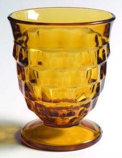 Colony Whitehall Amber Footed Tumbler   Amber, Stacked Cube Design