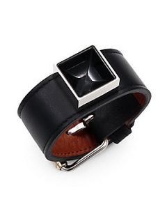 Proenza Schouler PS11 Leather & Lacquer Large Bracelet   Black
