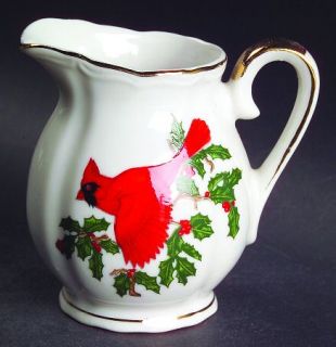 Lefton Cardinal Creamer, Fine China Dinnerware   Red Cardinals With Green Holly