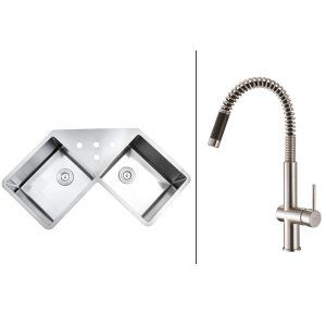 Ruvati RVC2569 Combo Stainless Steel Kitchen Sink and Stainless Steel Set