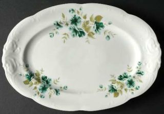 Walbrzych Morning  13 Oval Serving Platter, Fine China Dinnerware   Green/Teal