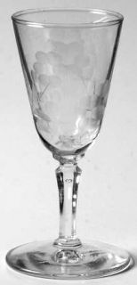 Libbey   Rock Sharpe Embassy Cordial Glass   Stem #3001,Gray Cut C1082,Floral