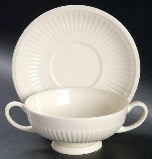 Wedgwood Edme Footed Cream Soup Bowl & Saucer Set, Fine China Dinnerware   Off W