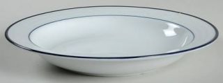 Mikasa Indigo Circle Large Rim Soup Bowl, Fine China Dinnerware   Blue Trim & Ve