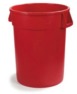 Carlisle 32 gal Round Waste Container   Handles, Polyethylene, Red