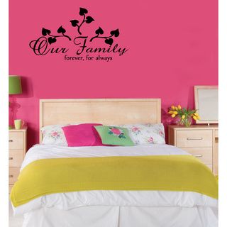 Our Family Forever, For Always Vinyl Wall Decal (Glossy blackEasy to applyDimensions 25 inches wide x 35 inches long )