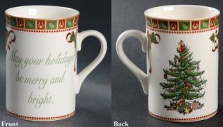 Spode Christmas Tree Green Trim Accent Mug, Fine China Dinnerware   Newer Backst