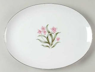 Grantcrest Pink Orchid 14 Oval Serving Platter, Fine China Dinnerware   Pink Fl