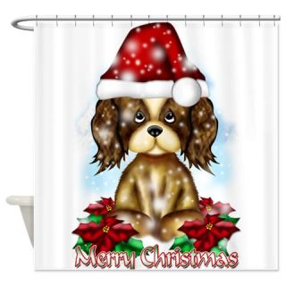  merry christmas (puppy poinsetta).png Shower Curta  Use code FREECART at Checkout