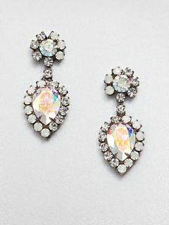 DANNIJO Swarovski Crystal Drop Earrings   Silver