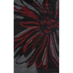 Nuloom Handmade Black Norwegian Floral Pattern Venom Rug (5 X 8)