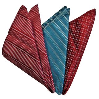 Dmitry Mens Turquoise/red Italian Silk Pocket Squares (pack Of 3)