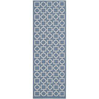 Safavieh Indoor/ Outdoor Polypropylene Courtyard Blue/ Beige Rug (23 X 67)