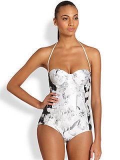 We Are Handsome One Piece Floral Print Panel Swimsuit   Essence
