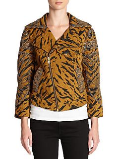 Cats Meow Tiger Print Embellished Jacket   Black Combo