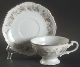 Bristol (Japan) Spring Blossom Footed Cup & Saucer Set, Fine China Dinnerware  