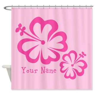  Girly Pink Hibiscus Flower Shower Curtain  Use code FREECART at Checkout