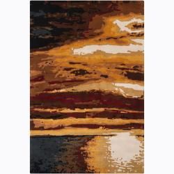 Hand tufted Mandara Wool Rug (8 Round) (Brown, gold, burgundy, orange, ivory, beige, greyPattern Abstract Tip We recommend the use of a  non skid pad to keep the rug in place on smooth surfaces. All rug sizes are approximate. Due to the difference of mo