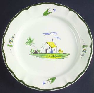 Varages Cabanon Dinner Plate, Fine China Dinnerware   Cottage Scene, Scalloped,