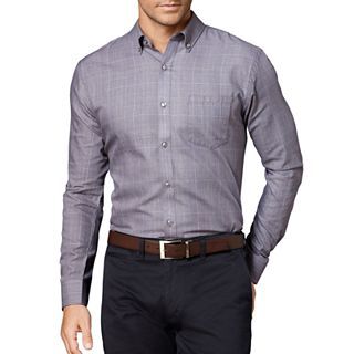 Van Heusen Button Front Shirt, Purple, Mens