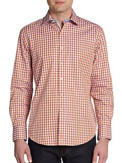 Bleu Gingham Sportshirt   Orange