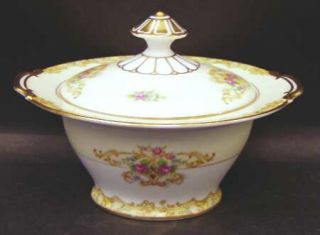 Noritake Acacia Sugar Bowl & Lid, Fine China Dinnerware   Yellow Scroll Edge,Flo