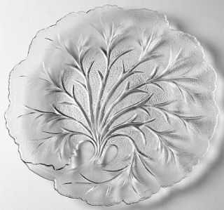 Indiana Glass Pebble Leaf Clear Dinner Plate   Clear, Heavy, Leaf  Design