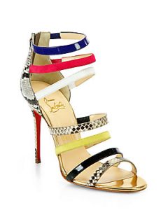 Christian Louboutin Marniere Strappy Python Sandals  