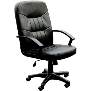 Jason Pneumatic Lift Black Split Leather Match Office Chair (BlackMaterials Split leather/ PVC/ nylonFinish Black split leather matchSeat Height 18 inchesAdjustable height 41 inches 45 inchesWheels 5Arms PVC armrestDimensions 25 inches x 27 inches 