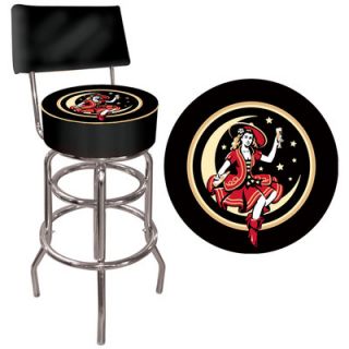 Trademark Global Miller High Life Girl in The Moon Padded Bar Stool with Back