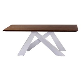 Armen Living Modern Dining Table   Walnut/White Lacquer Brown   LC11287DIWA