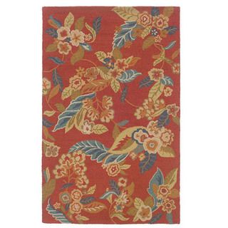Hand tufted Red Floral Wool Rug (5 X 79)