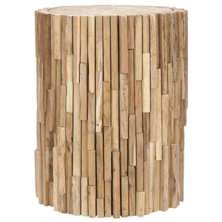 Safavieh Bali Teak Strips Round End Table (Light TeakMaterials Teak Wood and BirchwoodFinish Light TeakDimensions 18 inches high x 14 inches wide x 14 inches deepNumber of boxes this will ship in 1Item arrives fully assembled )