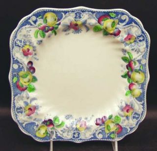 Royal Doulton Pomeroy Blue Multicolor Square Luncheon Plate, Fine China Dinnerwa