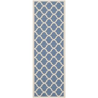 Elegant Safavieh Indoor/ Outdoor Courtyard Blue/ Beige Rug (23 X 8)