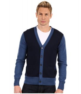 Jack Spade Colorblocked Brockman Merino Cardigan Mens Sweater (Blue)
