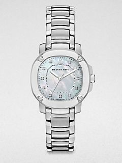 Burberry Britain Stainless Steel and Diamond Bracelet Watch   Silver