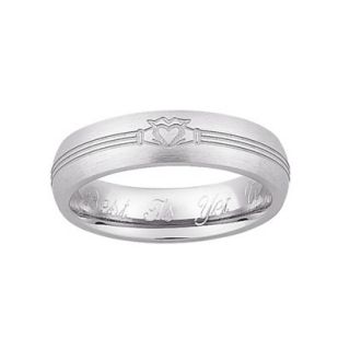 Personalized Sterling Silver Ladies Engraved Claddagh Wedding Band  8