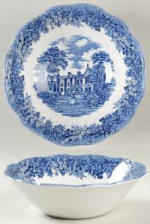 Alfred Meakin Romance Blue Coupe Cereal Bowl, Fine China Dinnerware   Blue & Whi