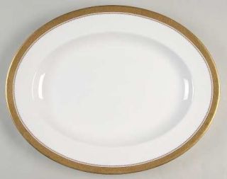 Spode Mandarin Gold 15 Oval Serving Platter, Fine China Dinnerware   Gold Encru