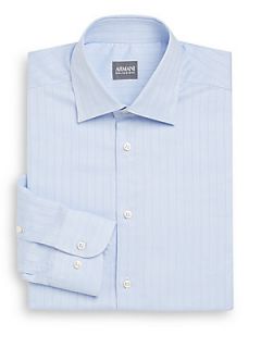 Striped Cotton Dress Shirt   Medium Blue