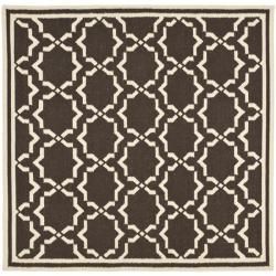 Safavieh Hand woven Moroccan Dhurrie Chocolate/ Ivory Wool Rug (8 Square)