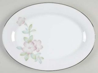 Noritake Enchantment 14 Oval Serving Platter, Fine China Dinnerware   Pink/Whit