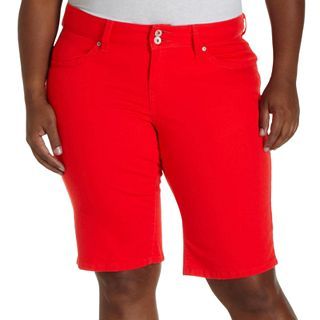 Levis 542 Denim Bermuda Shorts   Plus, Red, Womens