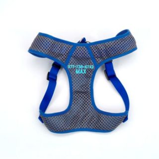 Small Personalized Sport Wrap Mesh Dog Harness in Blue & Gray, 19 23 Girth