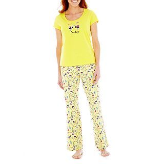 MIXIT Mixit Short Sleeve Pajama Set, Yellow, Womens