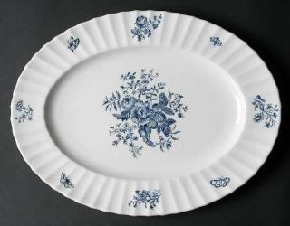 Royal Worcester Blue Sprays (Ribbed) 13 Oval Serving Platter, Fine China Dinner